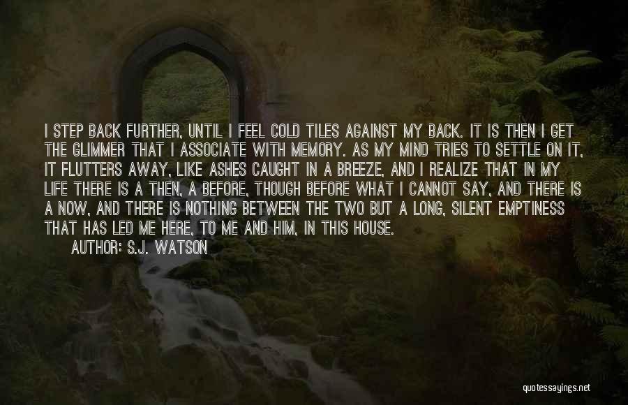 S.J. Watson Quotes: I Step Back Further, Until I Feel Cold Tiles Against My Back. It Is Then I Get The Glimmer That