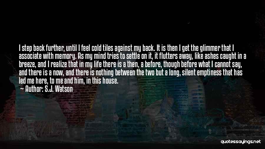 S.J. Watson Quotes: I Step Back Further, Until I Feel Cold Tiles Against My Back. It Is Then I Get The Glimmer That