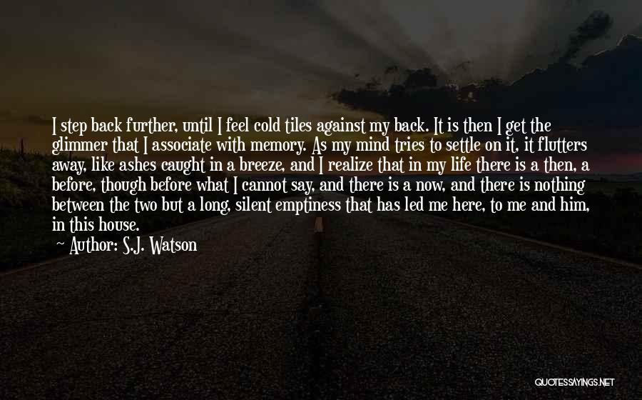 S.J. Watson Quotes: I Step Back Further, Until I Feel Cold Tiles Against My Back. It Is Then I Get The Glimmer That