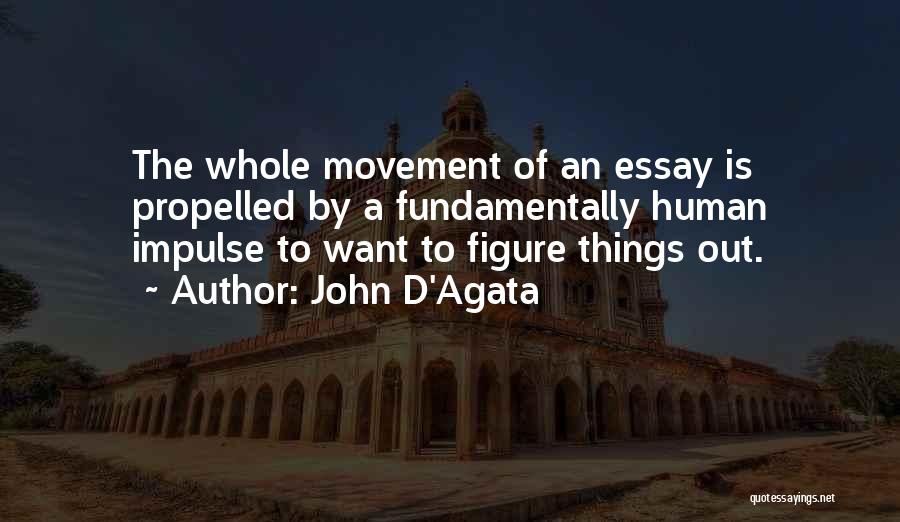 John D'Agata Quotes: The Whole Movement Of An Essay Is Propelled By A Fundamentally Human Impulse To Want To Figure Things Out.