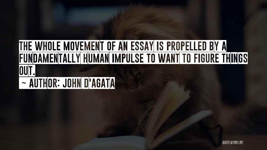 John D'Agata Quotes: The Whole Movement Of An Essay Is Propelled By A Fundamentally Human Impulse To Want To Figure Things Out.