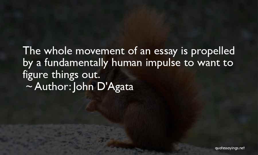 John D'Agata Quotes: The Whole Movement Of An Essay Is Propelled By A Fundamentally Human Impulse To Want To Figure Things Out.