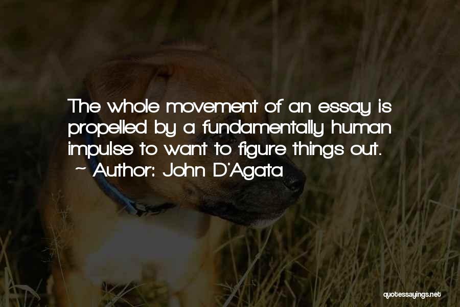 John D'Agata Quotes: The Whole Movement Of An Essay Is Propelled By A Fundamentally Human Impulse To Want To Figure Things Out.