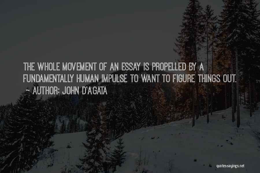 John D'Agata Quotes: The Whole Movement Of An Essay Is Propelled By A Fundamentally Human Impulse To Want To Figure Things Out.