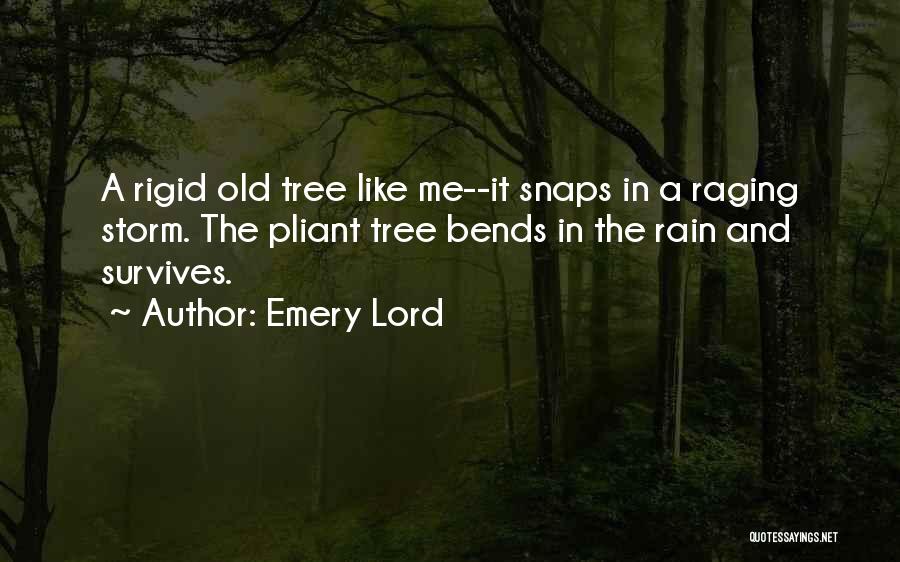 Emery Lord Quotes: A Rigid Old Tree Like Me--it Snaps In A Raging Storm. The Pliant Tree Bends In The Rain And Survives.