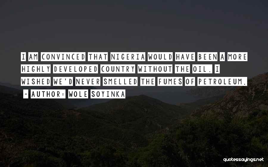 Wole Soyinka Quotes: I Am Convinced That Nigeria Would Have Been A More Highly Developed Country Without The Oil. I Wished We'd Never