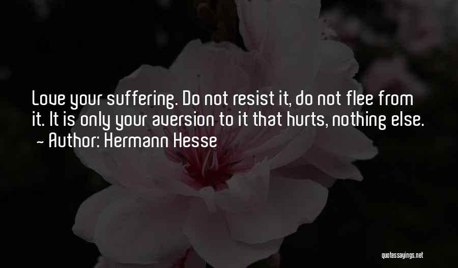 Hermann Hesse Quotes: Love Your Suffering. Do Not Resist It, Do Not Flee From It. It Is Only Your Aversion To It That