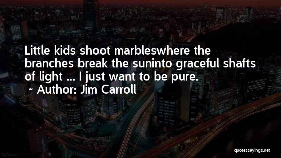 Jim Carroll Quotes: Little Kids Shoot Marbleswhere The Branches Break The Suninto Graceful Shafts Of Light ... I Just Want To Be Pure.