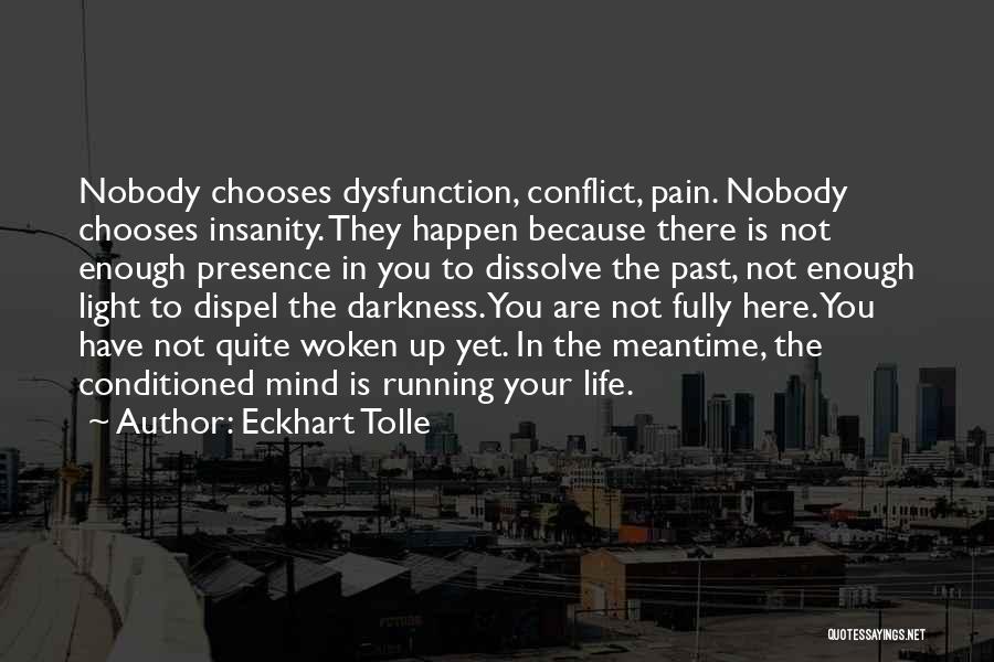 Eckhart Tolle Quotes: Nobody Chooses Dysfunction, Conflict, Pain. Nobody Chooses Insanity. They Happen Because There Is Not Enough Presence In You To Dissolve