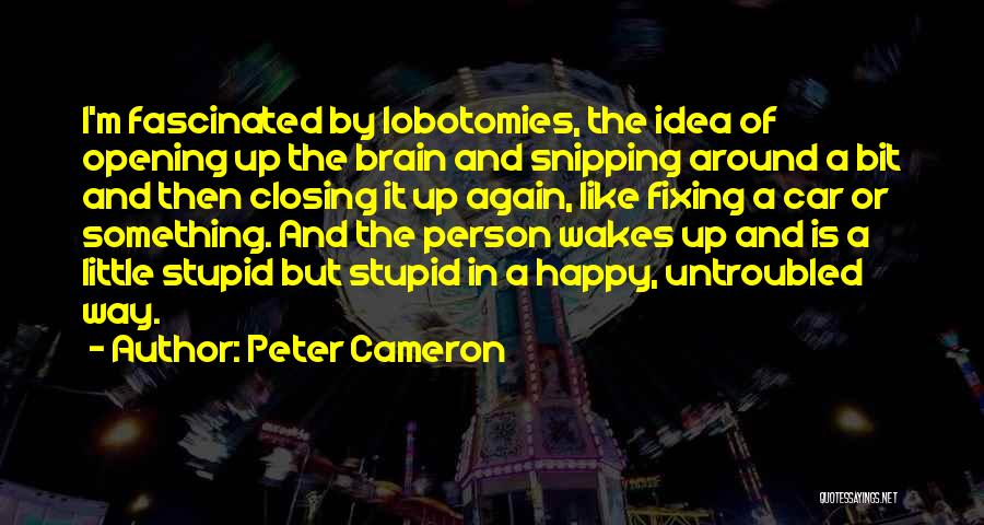 Peter Cameron Quotes: I'm Fascinated By Lobotomies, The Idea Of Opening Up The Brain And Snipping Around A Bit And Then Closing It