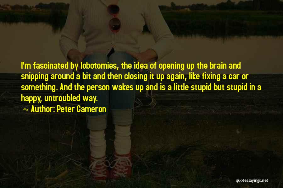 Peter Cameron Quotes: I'm Fascinated By Lobotomies, The Idea Of Opening Up The Brain And Snipping Around A Bit And Then Closing It