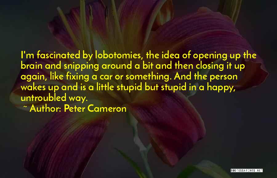 Peter Cameron Quotes: I'm Fascinated By Lobotomies, The Idea Of Opening Up The Brain And Snipping Around A Bit And Then Closing It