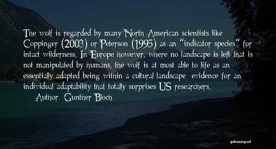 Gunther Bloch Quotes: The Wolf Is Regarded By Many North-american Scientists Like Coppinger (2003) Or Peterson (1995) As An Indicator Species For Intact