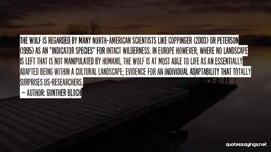 Gunther Bloch Quotes: The Wolf Is Regarded By Many North-american Scientists Like Coppinger (2003) Or Peterson (1995) As An Indicator Species For Intact