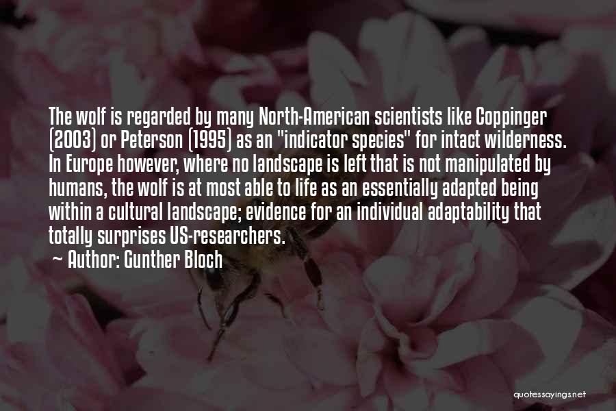 Gunther Bloch Quotes: The Wolf Is Regarded By Many North-american Scientists Like Coppinger (2003) Or Peterson (1995) As An Indicator Species For Intact