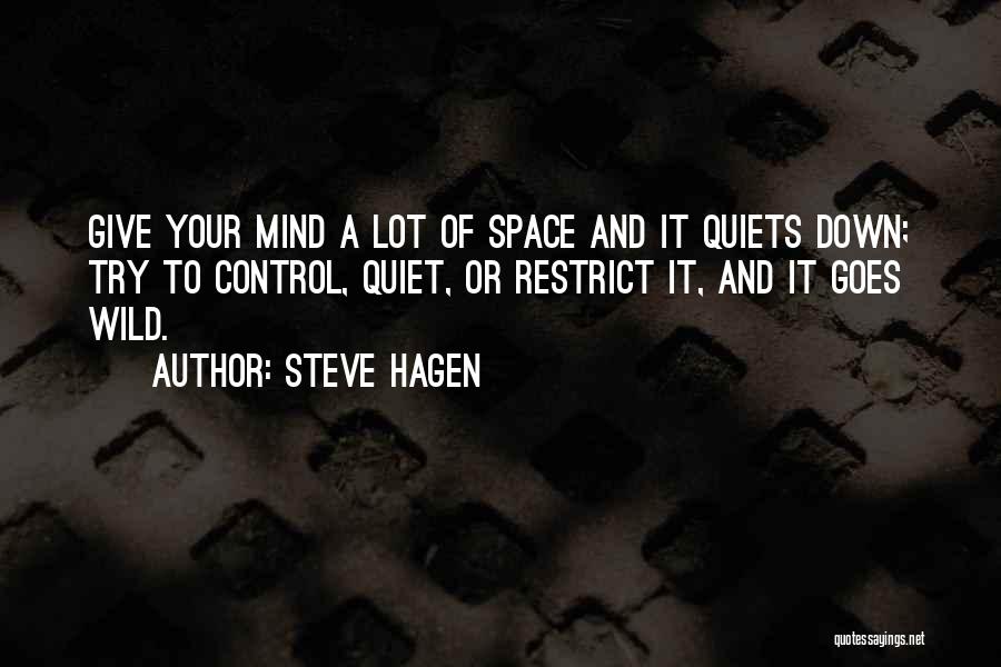 Steve Hagen Quotes: Give Your Mind A Lot Of Space And It Quiets Down; Try To Control, Quiet, Or Restrict It, And It
