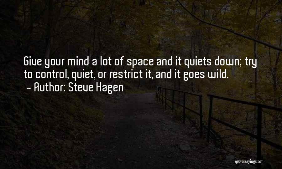 Steve Hagen Quotes: Give Your Mind A Lot Of Space And It Quiets Down; Try To Control, Quiet, Or Restrict It, And It