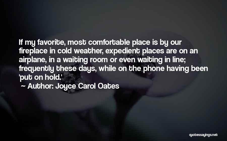 Joyce Carol Oates Quotes: If My Favorite, Most Comfortable Place Is By Our Fireplace In Cold Weather, Expedient Places Are On An Airplane, In