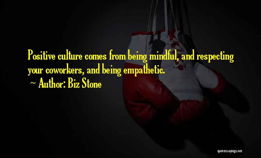 Biz Stone Quotes: Positive Culture Comes From Being Mindful, And Respecting Your Coworkers, And Being Empathetic.