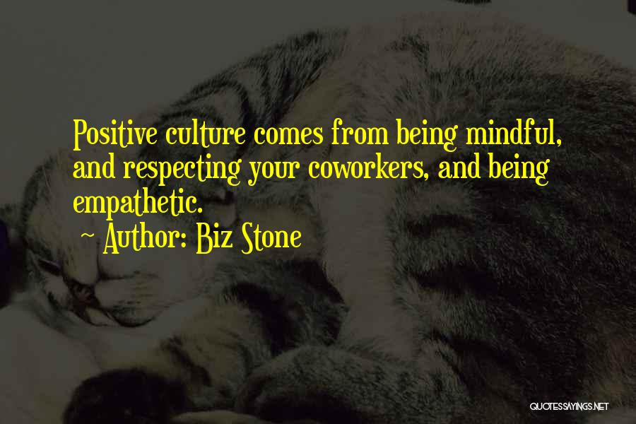 Biz Stone Quotes: Positive Culture Comes From Being Mindful, And Respecting Your Coworkers, And Being Empathetic.