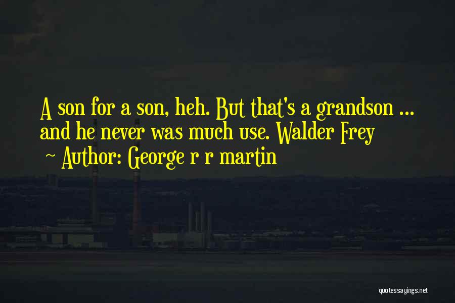 George R R Martin Quotes: A Son For A Son, Heh. But That's A Grandson ... And He Never Was Much Use. Walder Frey