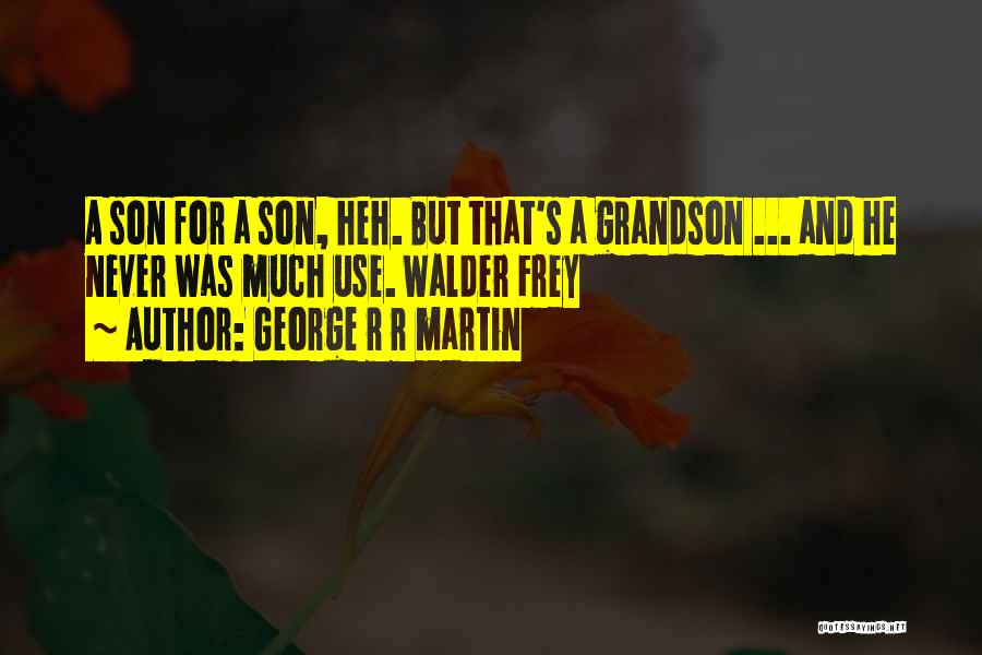 George R R Martin Quotes: A Son For A Son, Heh. But That's A Grandson ... And He Never Was Much Use. Walder Frey