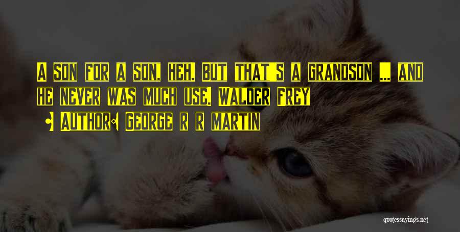 George R R Martin Quotes: A Son For A Son, Heh. But That's A Grandson ... And He Never Was Much Use. Walder Frey