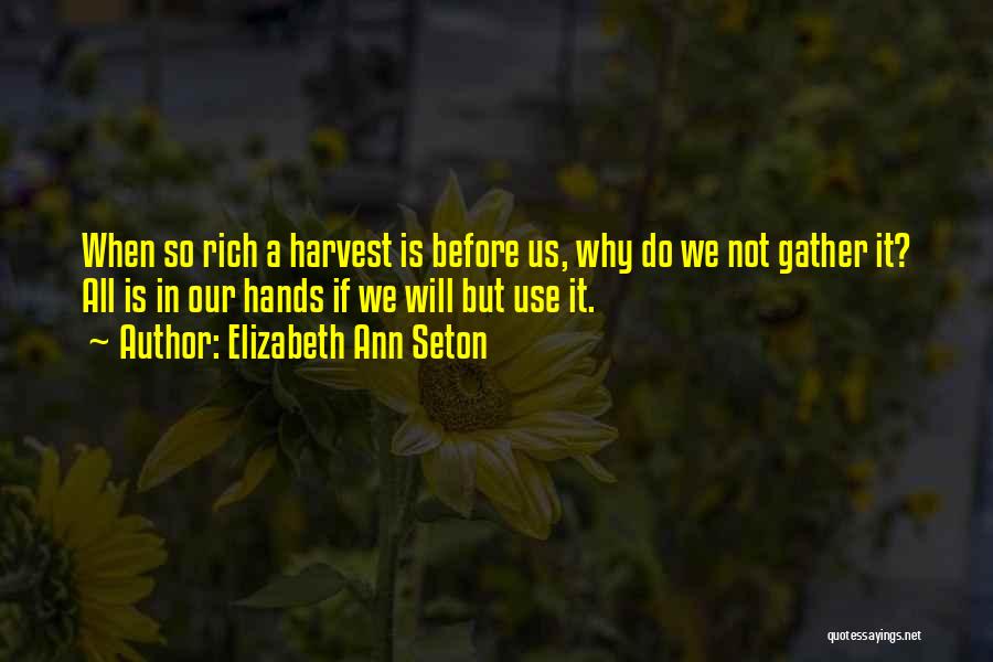 Elizabeth Ann Seton Quotes: When So Rich A Harvest Is Before Us, Why Do We Not Gather It? All Is In Our Hands If