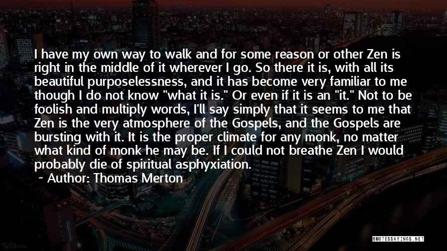 Thomas Merton Quotes: I Have My Own Way To Walk And For Some Reason Or Other Zen Is Right In The Middle Of