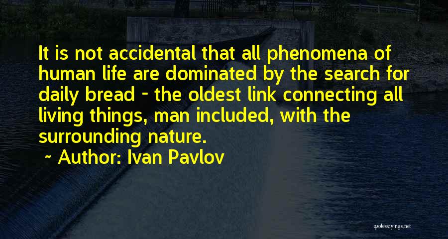 Ivan Pavlov Quotes: It Is Not Accidental That All Phenomena Of Human Life Are Dominated By The Search For Daily Bread - The