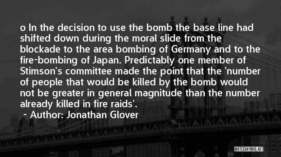 Jonathan Glover Quotes: O In The Decision To Use The Bomb The Base Line Had Shifted Down During The Moral Slide From The