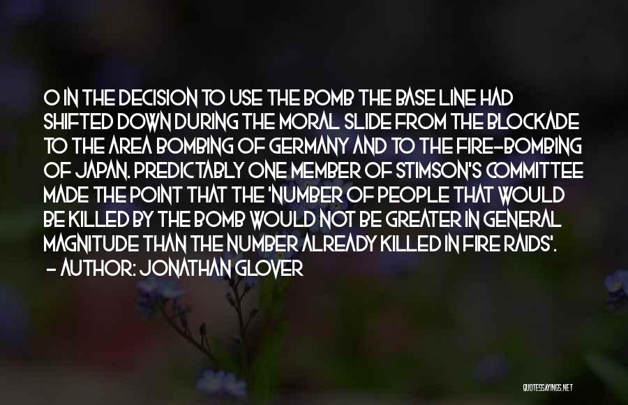 Jonathan Glover Quotes: O In The Decision To Use The Bomb The Base Line Had Shifted Down During The Moral Slide From The