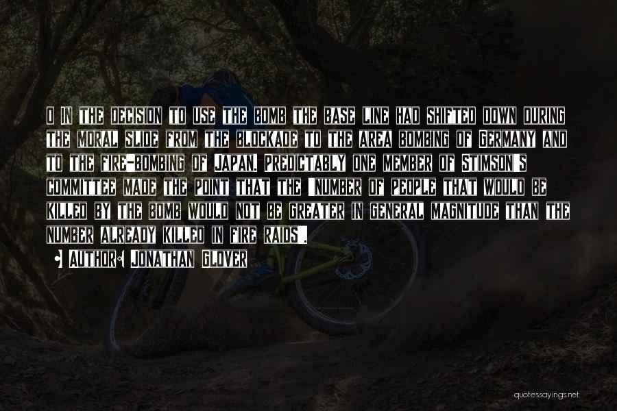 Jonathan Glover Quotes: O In The Decision To Use The Bomb The Base Line Had Shifted Down During The Moral Slide From The