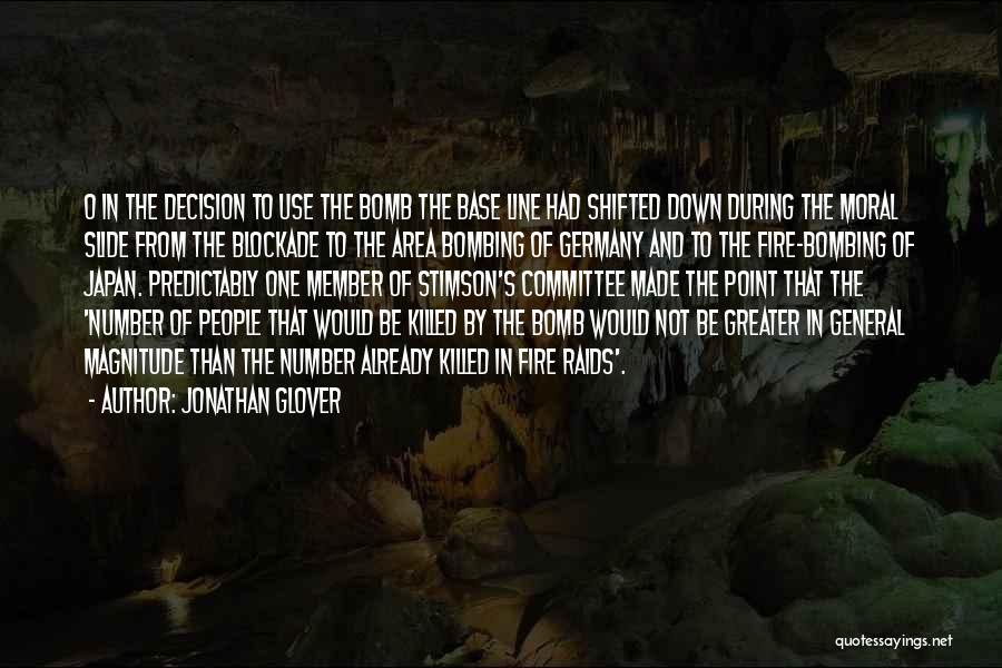 Jonathan Glover Quotes: O In The Decision To Use The Bomb The Base Line Had Shifted Down During The Moral Slide From The