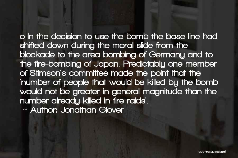 Jonathan Glover Quotes: O In The Decision To Use The Bomb The Base Line Had Shifted Down During The Moral Slide From The