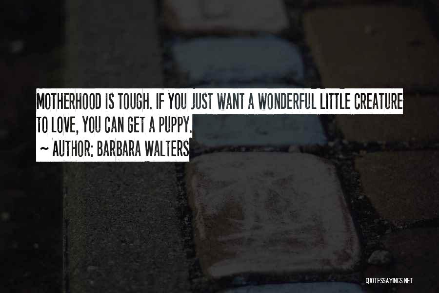Barbara Walters Quotes: Motherhood Is Tough. If You Just Want A Wonderful Little Creature To Love, You Can Get A Puppy.