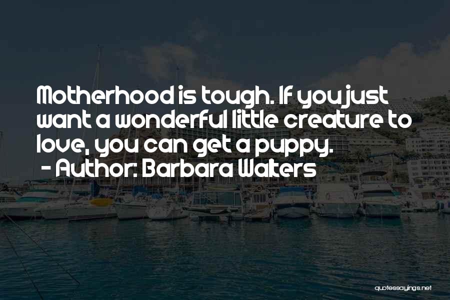 Barbara Walters Quotes: Motherhood Is Tough. If You Just Want A Wonderful Little Creature To Love, You Can Get A Puppy.