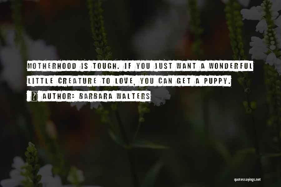 Barbara Walters Quotes: Motherhood Is Tough. If You Just Want A Wonderful Little Creature To Love, You Can Get A Puppy.