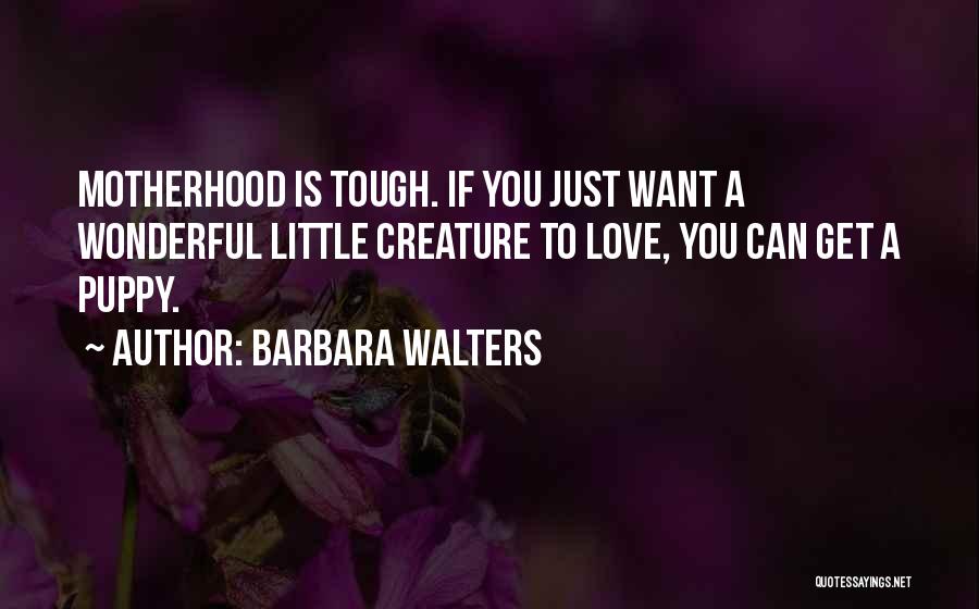 Barbara Walters Quotes: Motherhood Is Tough. If You Just Want A Wonderful Little Creature To Love, You Can Get A Puppy.