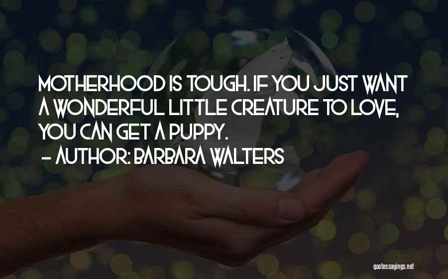 Barbara Walters Quotes: Motherhood Is Tough. If You Just Want A Wonderful Little Creature To Love, You Can Get A Puppy.