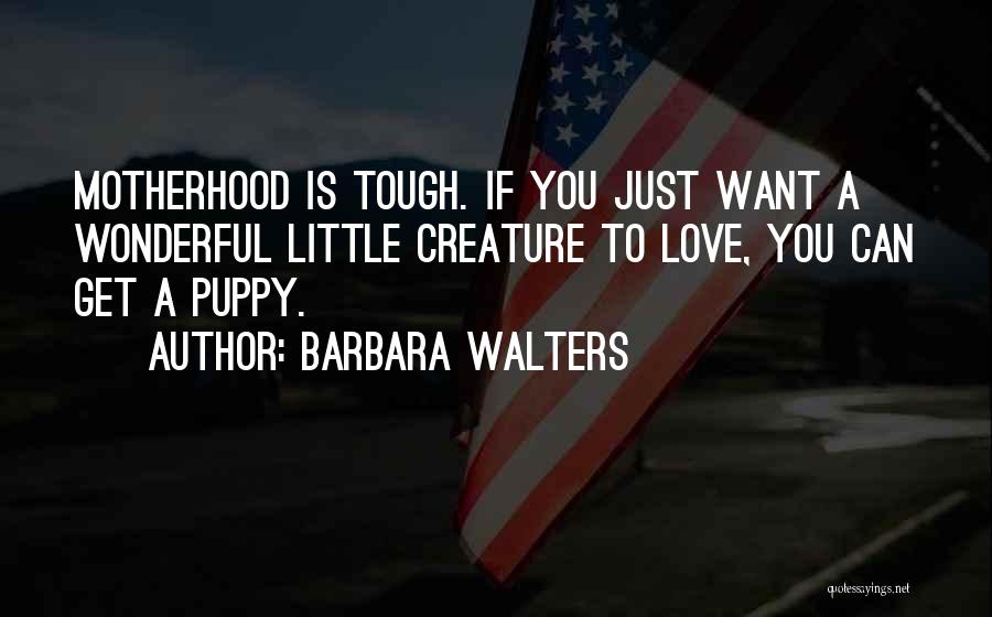 Barbara Walters Quotes: Motherhood Is Tough. If You Just Want A Wonderful Little Creature To Love, You Can Get A Puppy.