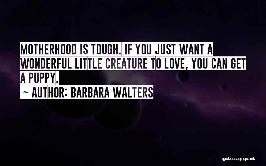 Barbara Walters Quotes: Motherhood Is Tough. If You Just Want A Wonderful Little Creature To Love, You Can Get A Puppy.