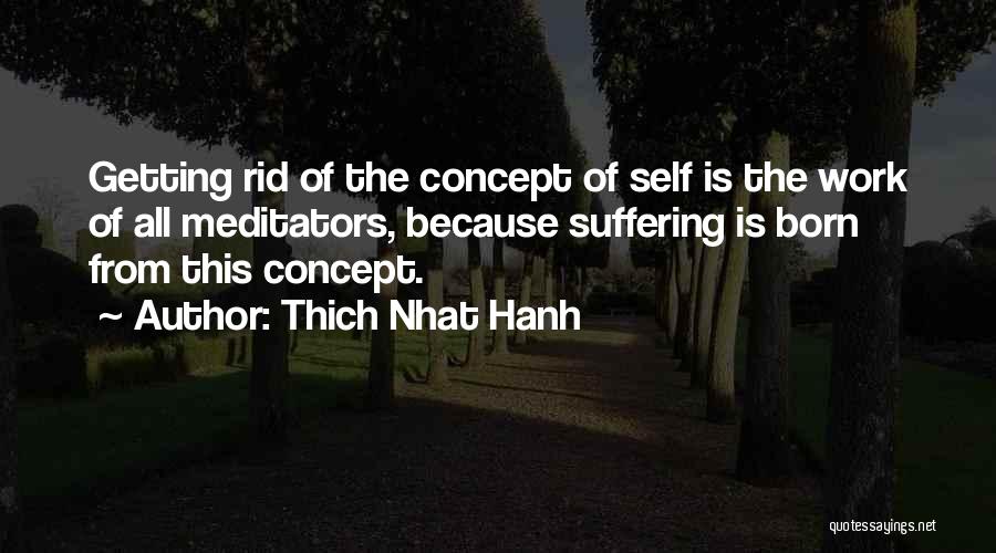 Thich Nhat Hanh Quotes: Getting Rid Of The Concept Of Self Is The Work Of All Meditators, Because Suffering Is Born From This Concept.