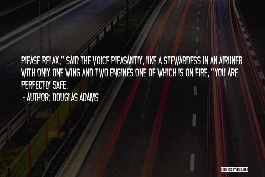 Douglas Adams Quotes: Please Relax, Said The Voice Pleasantly, Like A Stewardess In An Airliner With Only One Wing And Two Engines One