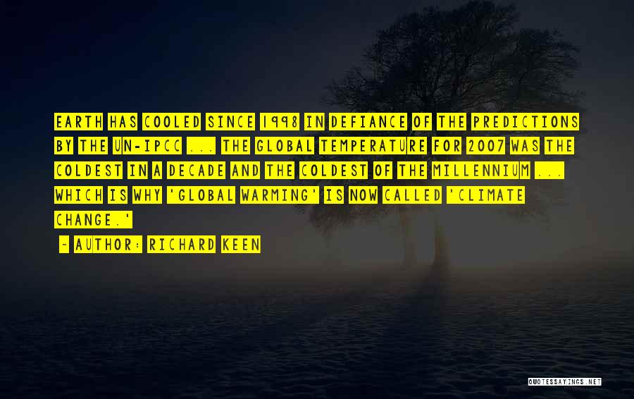 Richard Keen Quotes: Earth Has Cooled Since 1998 In Defiance Of The Predictions By The Un-ipcc ... The Global Temperature For 2007 Was