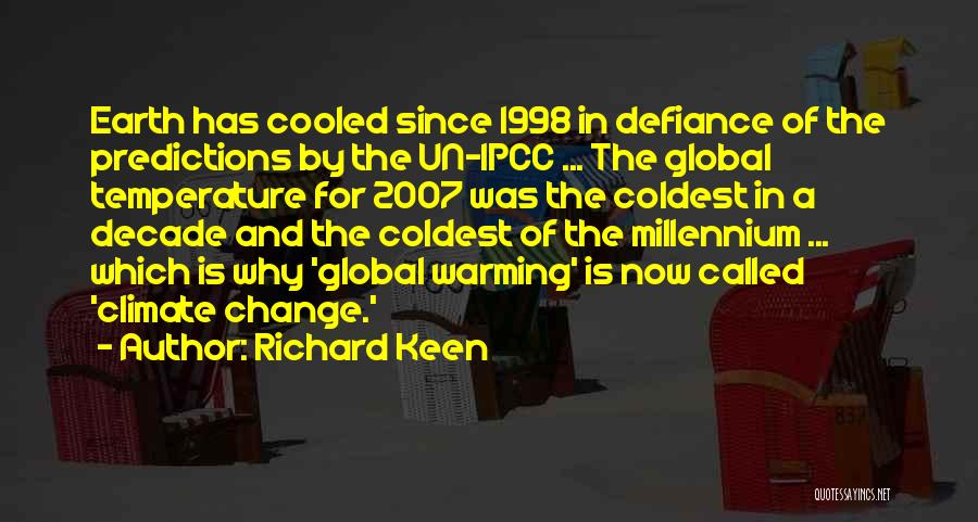 Richard Keen Quotes: Earth Has Cooled Since 1998 In Defiance Of The Predictions By The Un-ipcc ... The Global Temperature For 2007 Was