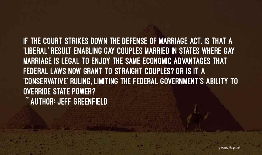 Jeff Greenfield Quotes: If The Court Strikes Down The Defense Of Marriage Act, Is That A 'liberal' Result Enabling Gay Couples Married In