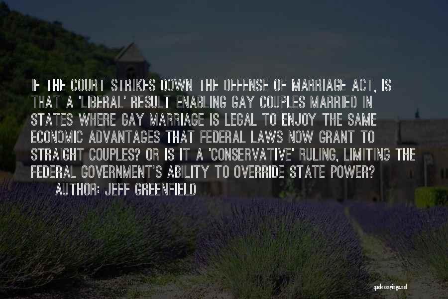 Jeff Greenfield Quotes: If The Court Strikes Down The Defense Of Marriage Act, Is That A 'liberal' Result Enabling Gay Couples Married In