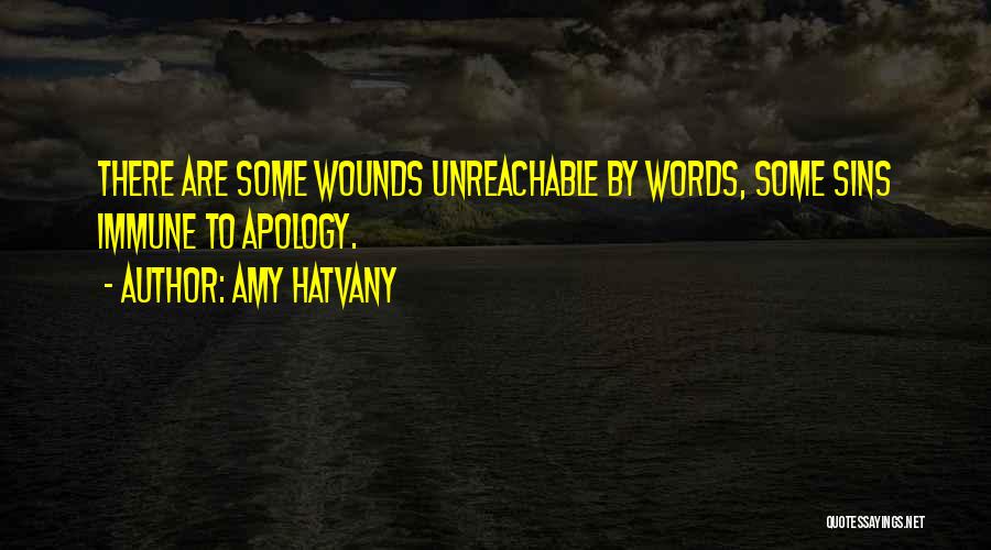 Amy Hatvany Quotes: There Are Some Wounds Unreachable By Words, Some Sins Immune To Apology.