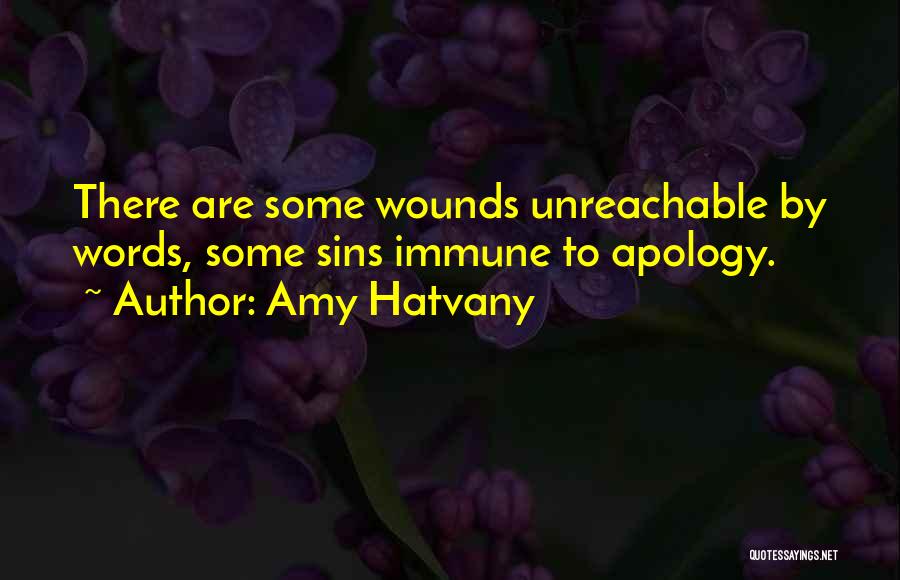 Amy Hatvany Quotes: There Are Some Wounds Unreachable By Words, Some Sins Immune To Apology.